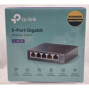 TP-Link TL-SG105 5-Port Gigabit Desktop Switch Metal Plug & Play Ethernet NEW